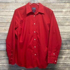 Chaps Classics No Iron Red Cotton Button Front Shirt Sz. 1X
